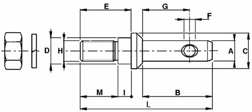 Perno d'attacco ø22-20 m20x1,5