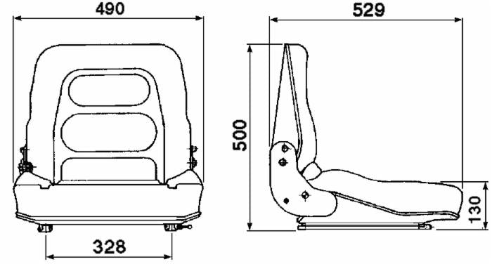 Sedile MUL012 per macchine da giardinaggio e industriali in sky nero predisposto per microswitch
