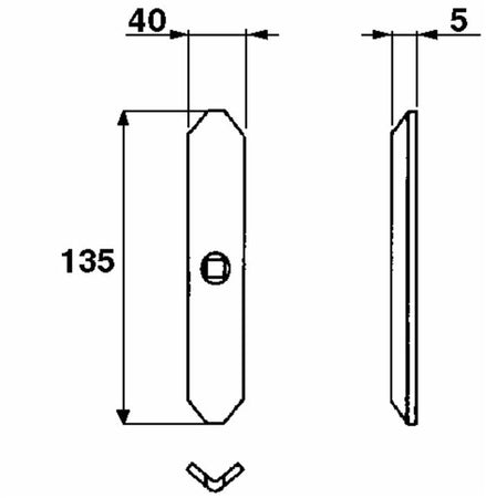 Vomere reversibile 40x6x135 per molla gare