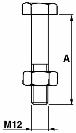 Bullone esagonale M12x100 per staffe confezione da 25 pezzi