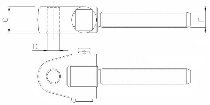 Attacco snodato Ø 32 spessore 51mm filettato M36x3 destro