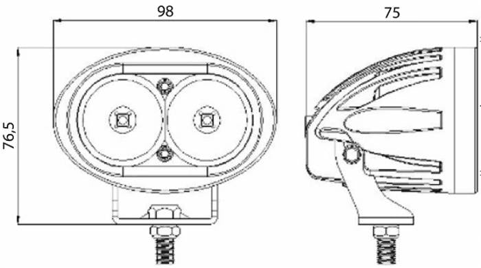 Faro da lavoro a 2 LED a lungo e ampio raggio Spot freddo 10W IP67