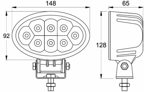 Faro da lavoro ovale 8 LED 24W 12-28V