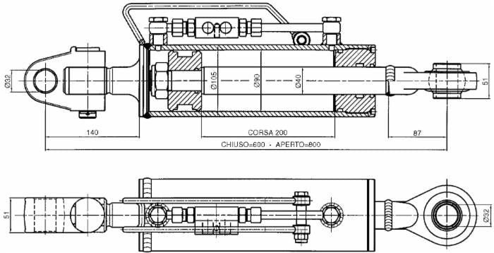 Terzo punto idraulico con misure 090x040x0200 Mt.