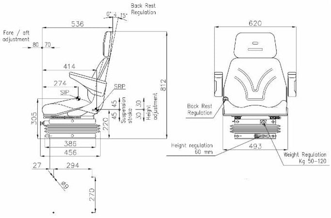 Sedile TOP completo con molleggio pneumatico