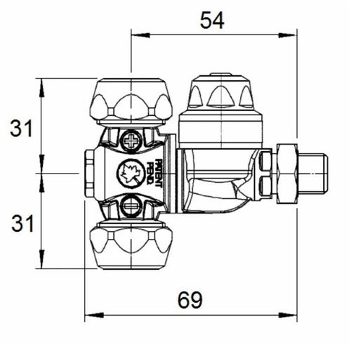 Getto M65 G1/4M completo con 1kit ugello ceramica Ø 18 mm