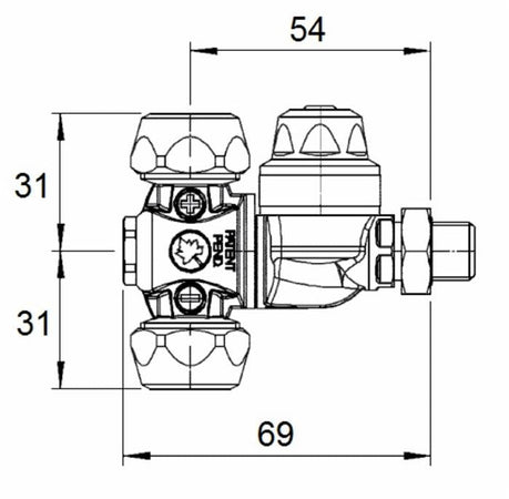 Getto M65 G1/4M completo con 1kit ugello ceramica Ø 18 mm