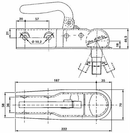 Testina aggancio traino ø 35mm