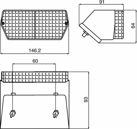 Fanale posteriore alogeno destro 145x65mm