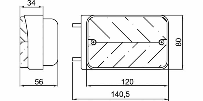 Fanale direzione posizione dx 120x80mm con attacco laterale