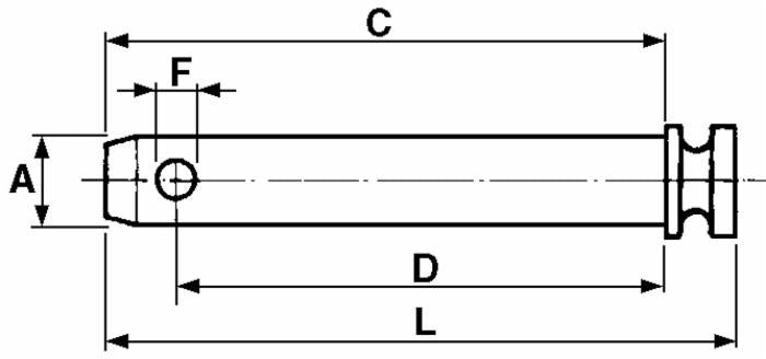 Perno terzo punto con lunghezza utile 104mm foro Ø 12mm