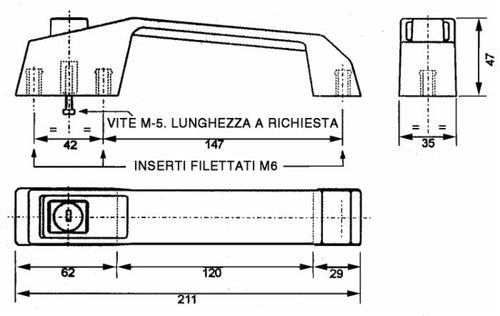 Maniglia per cabina trattore in plastica dx-sx con chiave