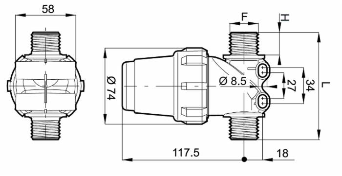 Filtro in linea filetto 1/2" inox 80 Mesh per alta pressione
