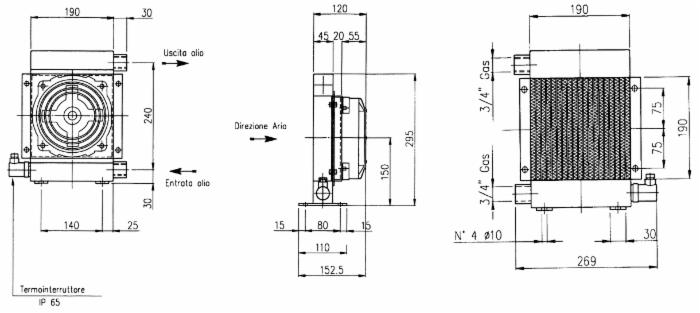 Scambiatore di calore oleodinamico 10-80L/min 24VDC