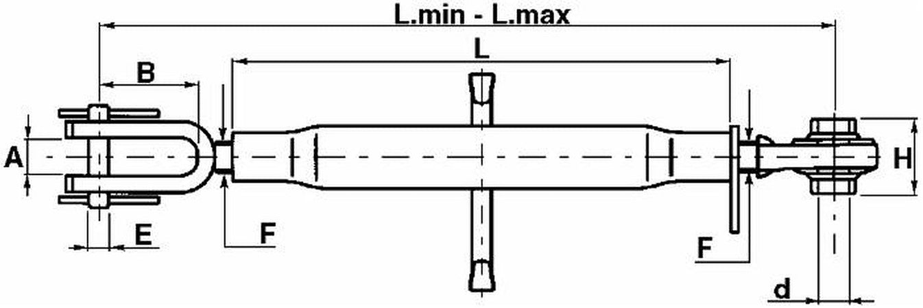 Braccio laterale di sollevamento cat. I lunghezza 520-730mm