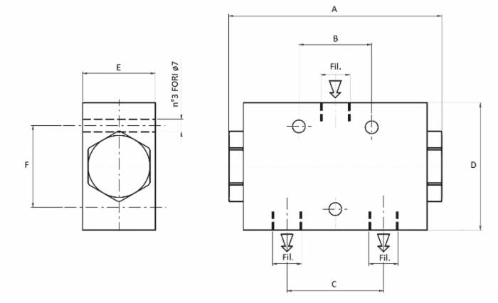 Divisore di flusso da 3/8" da 25/40 litri