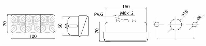 Fanale anteriore direzione posizione dx-sx 162x70mm