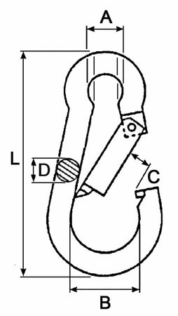 Moschettone filo diametro 10mm lunghezza 100mm confezione da 10 pezzi