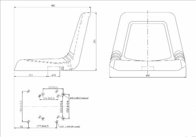 Sedile imbottito in sky nero predisposto per cintura di sicurezza e guide