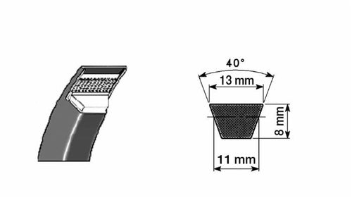 Cinghia trapezoidale in gomma telata A43 1133mm
