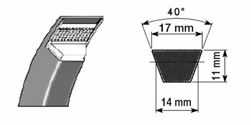 Cinghia trapezoidale in gomma telata tipo B53mm 1350