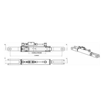 Braccio laterale idraulico lunghezza 485-595mm alesaggio 70mm