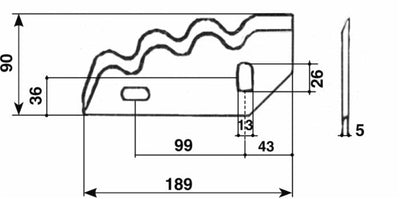 Coltello sinistro per carromiscelatore 189x90x5mm adattabile a Sgariboldi, Giglioli, Storti