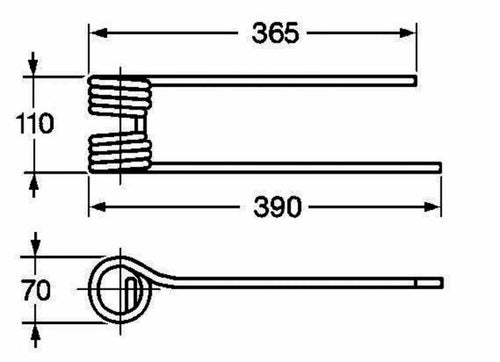 Dente Girello DX 390mm Filo 9,5 Kuhn 58740700