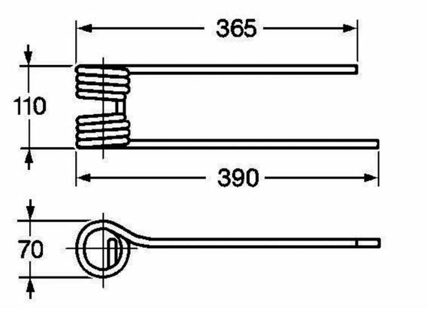 Dente Girello DX 390mm Filo 9,5 Kuhn 58740700