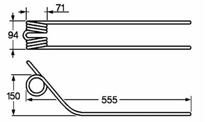 Dente giroandanatore adattabile Kuhn 57720200/A filo 9,5