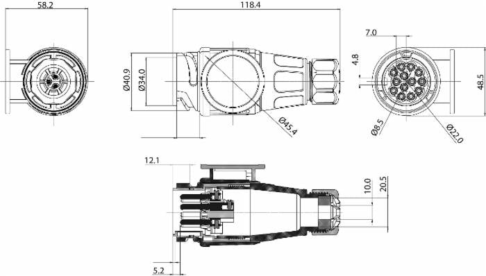 Spina 13 poli ISO 11446