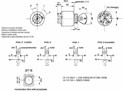 Quadro avviamento con preriscaldo 4 posizioni chiave