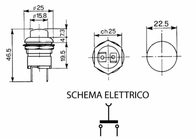 Interruttore a pulsante per avvisatore acustico da 12-24V