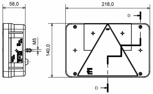 Fanale posteriore alogeno sx 220x140mm