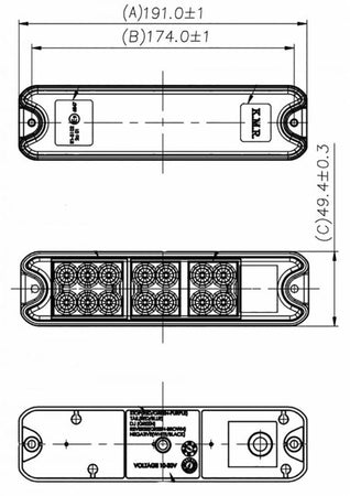 Fanale posteriore dx-sx a 18 LED 10-30V 191x49mm
