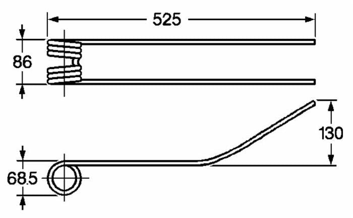 Dente giroandanatore adattabile Claas 9536290 filo 9