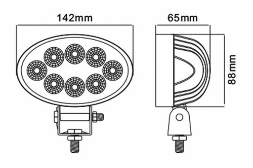 Faro da lavoro 8 LED Epistar ovale a largo raggio freddo 24 W IP67