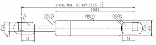 Molla a Gas Stabilus 373,5mm 100 N Deutz-Fahr, Fendt 001094850