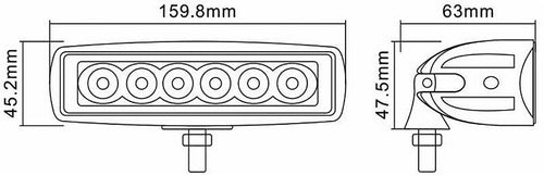 Faro da lavoro 6 LED a lungo raggio Spot 18W IP67