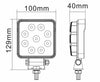 Faro da lavoro 9 LED OSRAM quadrato ad ampio raggio freddo 13,5W IP67 IP69K