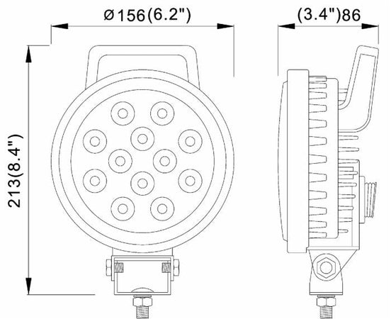 Faro da lavoro a 12 LED rotondo Ø 156mm a lungo raggio 36W IP67
