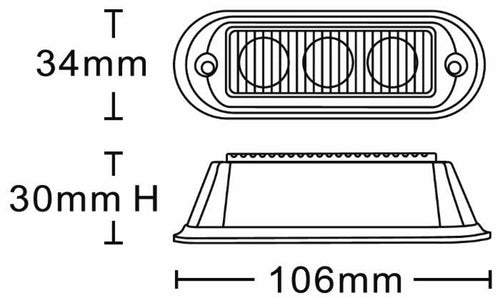 Luce di segnalazione arancio 3 LED 12/24V
