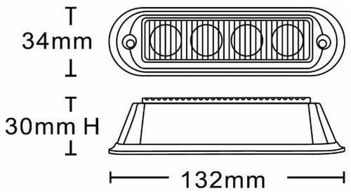 Luce di segnalazione arancio 4 LED 12/24V