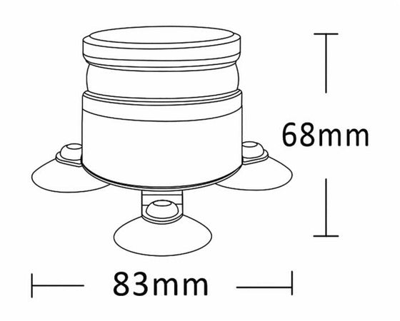 Lampeggiante a 8 LED Mini 12-24V base magnetica o ventosa