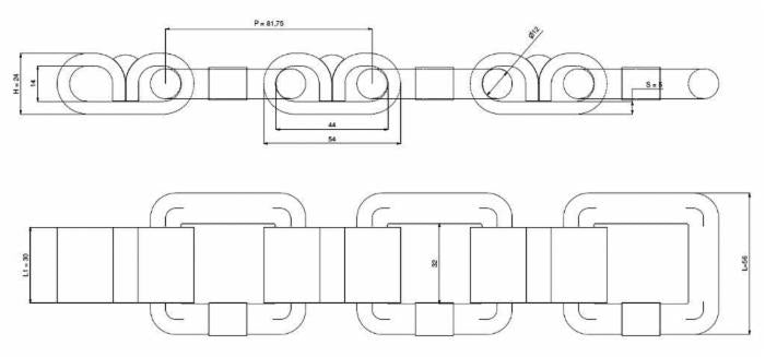 Catena ad anello per carri spandiletame da 2 rotoli lunghi 8,75mt