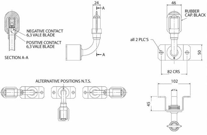 Piantone per lampeggiante con staffa laterale inclinabile