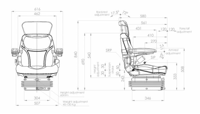 Sedile Activo Plus con sospensione meccanica