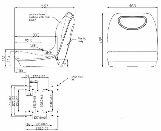 Sedile Niceplastik Multopattern M8 in sky nero predisposto per microswitch