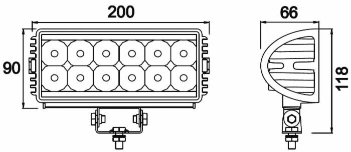 Faro da lavoro 12 LED Epistar a raggio profondo e lungo 36W IP67