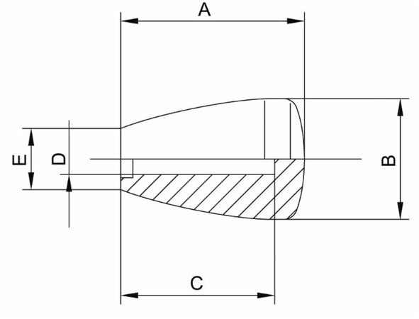 Pomello a testa piatta con foro liscio Ø 8mm confezione da 15 pezzi